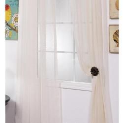 Linen Open Weave Cream 96 inch Sheer Curtain Panel