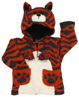 Kyber Orange Tiger Wool Sweater  Small: Clothing