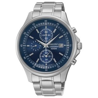 SEIKO Mens Chronograph Blue Dial Stainless Steel Watch