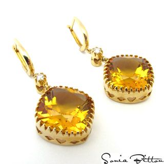 Sonia Bitton 14k Yellow Gold Citrine and Diamond Accent Earrings