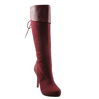 Refresh Womens Lana 13 Wine Faux Suede Boots