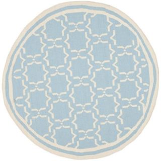 Moroccan Light Blue/ Ivory Dhurrie Wool Rug (8 Round)