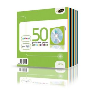 RANGEMENT CD/DVD/BLU RAY 50 Pochettes multicolores en papier