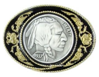 Pewter Belt Buckle   Indian Head Nickel   Pewter Belt