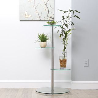 Glass 3 tier Silver Plant Stand