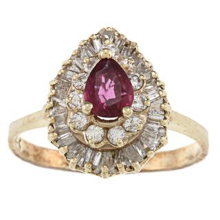 14k Gold Ruby and 2/5ct TDW Diamond Estate Ring (I J, SI1 SI2