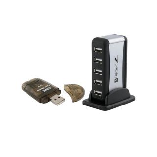 Eforcity 7 port LED USB Hub/ SDHC Memory Card Reader/ USB Adapter