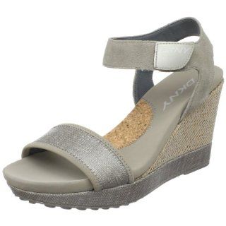 DKNY Womens Hera Wedge Sandal,Gunmetal,7 M US Shoes