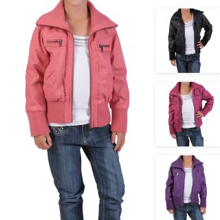 Journee Collection Kids Ribbed Collar Faux Leather Jacket Today $40