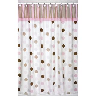Pink and Brown Mod Dots Shower Curtain