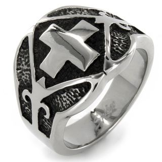 Stainless Steel Wide Band Cross Ring