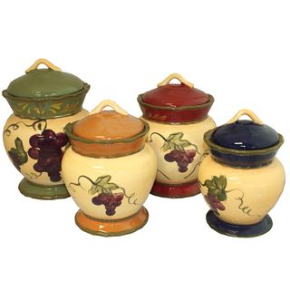 Napa Vineyard Hand painted 4 piece Canister Set