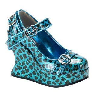 5 Inch Wedge Shoes Sexy Platform Mary Janes Turquoise
