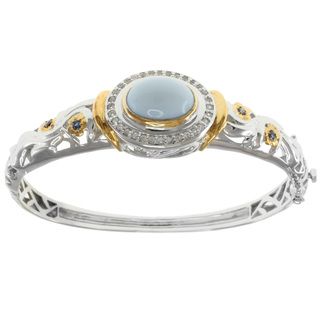 Michael Valitutti Two Tone Blue Opal and Sapphire Hinged Bangle
