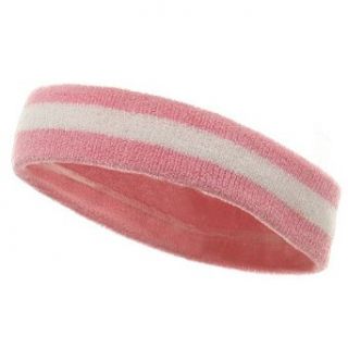 Terry Stripe Headband Pink White W15S28C Clothing