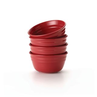 Rachael Ray Double Ridge Red 6 inch Cereal Bowls (Set of 4