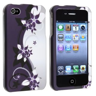 Purple Flower Snap on Rubber Coated Case for Apple iPhone 4/ 4S