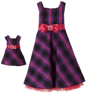 Dollie & Me Girls 2 6x Plaid Holiday Dress,Purple/Pink,5