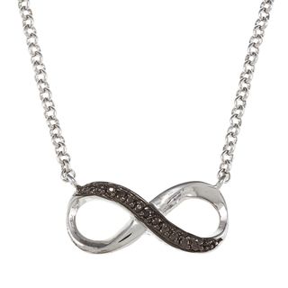 La Preciosa Sterling Silver 18 inch Black CZ Infinity Design Necklace