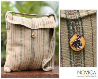 Wool Inca Cream Medium Shoulder Bag (Peru)