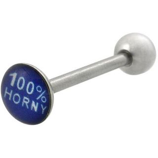 Adult Surgical Steel 100% Horny Barbell Tongue Ring
