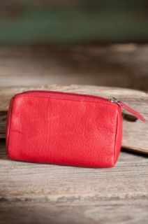 Large Leather Coin Purse, RED, Size 1 Size Clothing