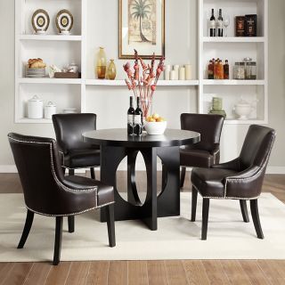 Westmont 5 piece Brown Faux Leather 42 inch Round Dining Set