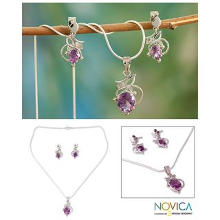 Sterling Silver Wisteria Amethyst Jewelry Set (India)