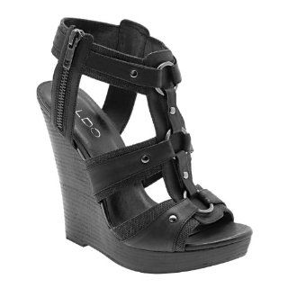 ALDO Edvalson   Women Wedge Sandals   Black   9: Shoes