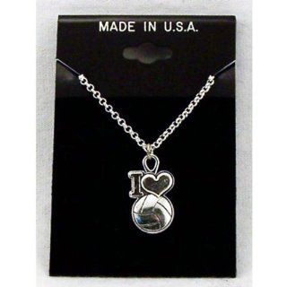 Pewter I love Volleyball Necklace