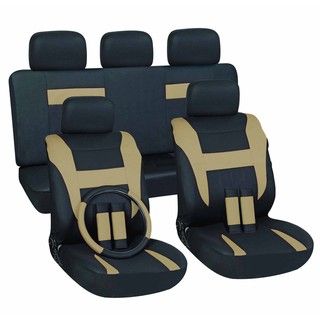 Tan/ Black 16 piece Car Seat Cover Set