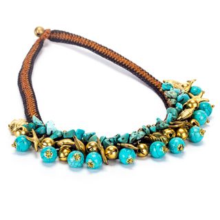 Handmade Turquoise and Brass Beads Necklace (Thailand)