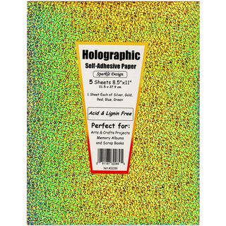 Holographic Paper Sparkle Self Adhesive 8 1/2X11 5/Pkg Assorted