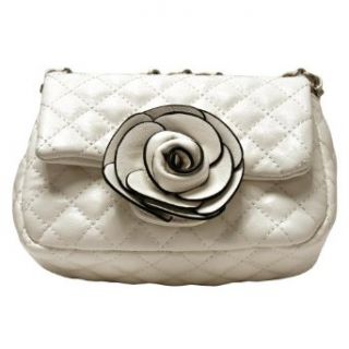 Long Chain Strap Small Cream Handbag With Flower Clothing