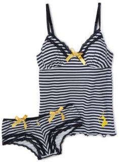 Baby Phat Womens Cami Cheeky Set,Stripe,Small Clothing