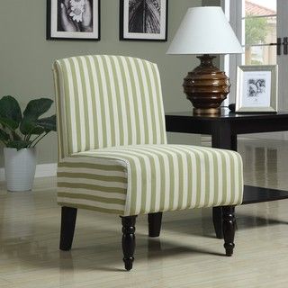 Lola Avocado Stripe Armless Chair
