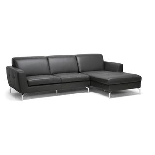 Donovan Grey Leather Modern Sectional Sofa