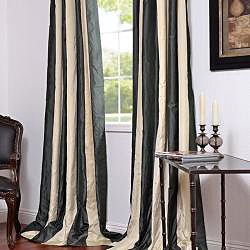 Faux Silk Taffeta Striped 108 inch Curtain Panel