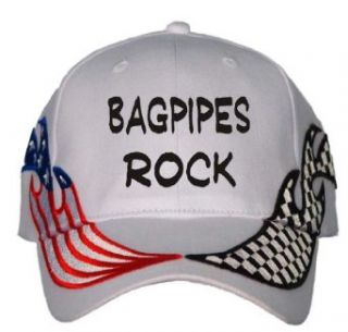 Bagpipes Rock USA Flag / Checker Racing Hat / Baseball Cap