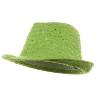 Glitter Fedora Hats / Lime W19S70E Clothing