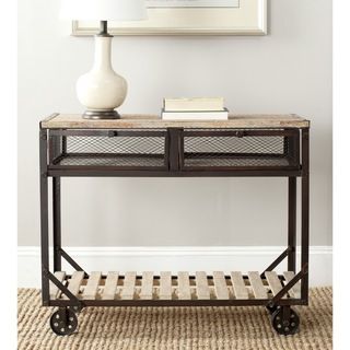 Safavieh Shroder Natural Rolling Console Table