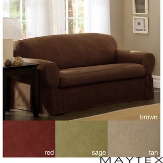Maytex Piped Suede 2 piece Loveseat Slipcover
