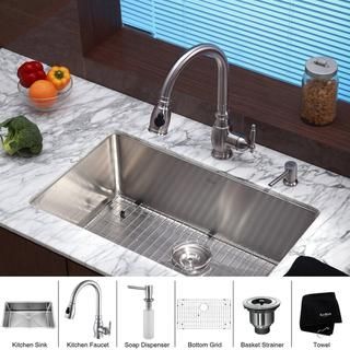 Kraus Stainless Steel Undermount Kitchen Sink/ Faucet/ Soap Dispenser