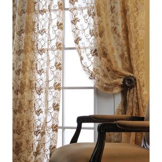 Angelica 108 inch Embroidered Poly Organza Sheer Panel