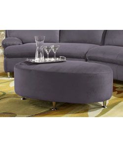 Blue Microsuede Fabric Sectional Sofa and Ottoman