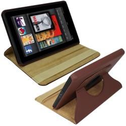 SKQUE  Kindle Fire Brown Rotating Leather Case/ Screen Protector
