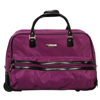 Anne Klein Downtown Purple Wheeled Bowler Carry on Duffel Bag
