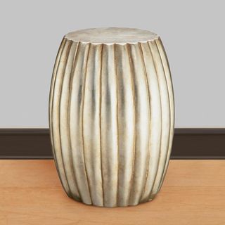 Artisan Silver Leaf Drum Accent Table