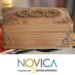 Handcrafted Walnut Wood Floral Mandalas Jewelry Box (India) Today: $