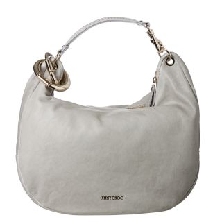 Jimmy Choo Solar Pearl Grey Calf Leather Hobo Bag MSRP $1,395.00